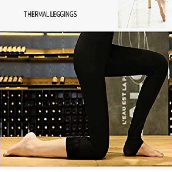 NEW Black Thermal Leggings Winter Warm Leggings Elastic Velvet Fleece Lined - Picture 7 of 8
